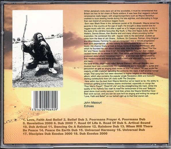 Image of Back Cover of CD - VG+/VG+ - WAYNE MCARTHUR AND THE DISCIPLES, Love, Faith And Belief (Moon Wave Music; MWM-USCD-001, UK 2000 Reissue, Jewel Case), , - 3716331C