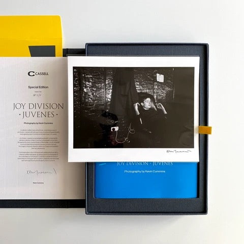 Image of Label Cover of Book - EX/EX - KEVIN CUMMINS, Joy Division - Juvenes Collector's Edition (Cassell; , Europe 2021, Clamshell Box Set, Book, Print, Special Edition 17 of 100 copies. Certificate signed by author with printed envolope), , Housed in a cloth-bound, foil stamped clamshell box, the print was accompanied by a signed and numbered certificate and a signed copy of the book itself, wrapped in a special edition jacket exclusive to this set. Beautifully produced, it is the ultimate collector's e