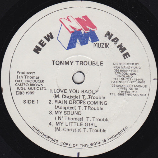 Image of Label Cover of 12" - VG/VG - TOMMY TROUBLE, Tommy Trouble (New Name Muzik; none, Jamaica 1989), , - 3726374E