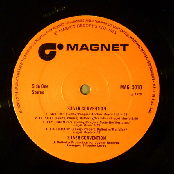 Image of Label Cover of LP - VG/VG - SILVER CONVENTION, Discotheque Volume 1 (Magnet; MAG 5010, UK 1975), Writing on label, - 3826046E
