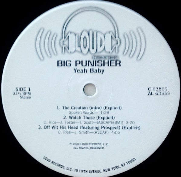 Image of Label Cover of 2xLP - G+/VG - BIG PUN, Yeeeah Baby (Loud Records; C 63869, US 2000, Picture Sleeve), Sleeve is a strong G+ as has edgewear to the open side. Light marks only to discs., - 3826121E
