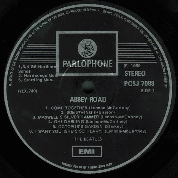 Image of Label Cover of LP - VG/VG - THE BEATLES, Abbey Road (Parlophone Silver/Black - 1 EMI Box; PCSJ 7088, South Africa 1969, Non Flipback Front Laminated Sleeve), , - 3826186E
