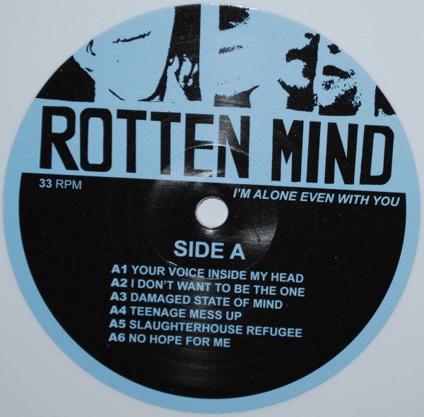 Image of Label Cover of LP - EX/EX - ROTTEN MIND, I'm Alone Even With You (L vely ; LLY001, Sweden 2023 Reissue, Inner, 180 Gram Red And White Smashed Vinyl), Stickered Plastic Outer Sleeve, - 3826174E