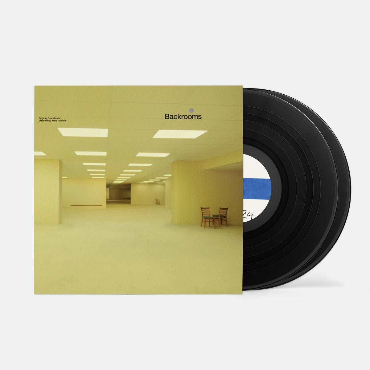Image of Back Cover of 2xLP - NEW/NEW - KANE PARSONS & EDO VAN BREEMEN, ‘Backrooms Original Motion Picture Soundtrack’ (A24 Music; A24M064LP, UK 2026, Black Vinyl), , "The original score for one of the year’s biggest films, composed by director Kane Parsons and Edo Van Breemen, pressed on two discs of black vinyl, encased in a complex tri-gatefold jacket with custom die-cuts. Director and composer Kane Parsons teams up with Edo Van Breemen (‘The Monkey’) for the haunting ‘Backrooms’ original soundtrack. Ee