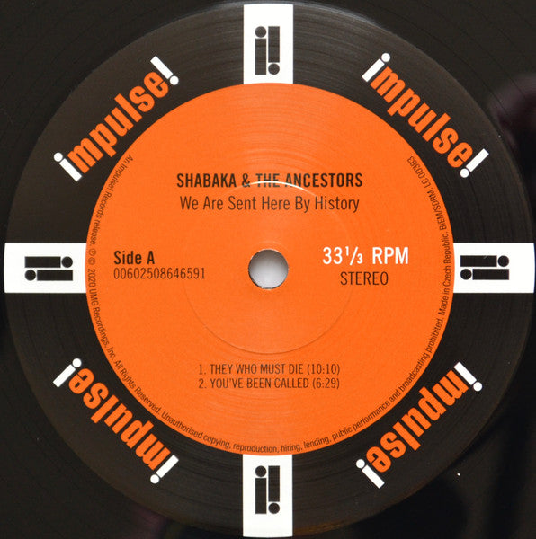 Image of Label Cover of 2xLP - VG+/VG+ - SHABAKA AND THE ANCESTORS, We Are Sent Here By History (Impulse!; 00602508645631, Europe 2020, Gatefold), , - 3816499C
