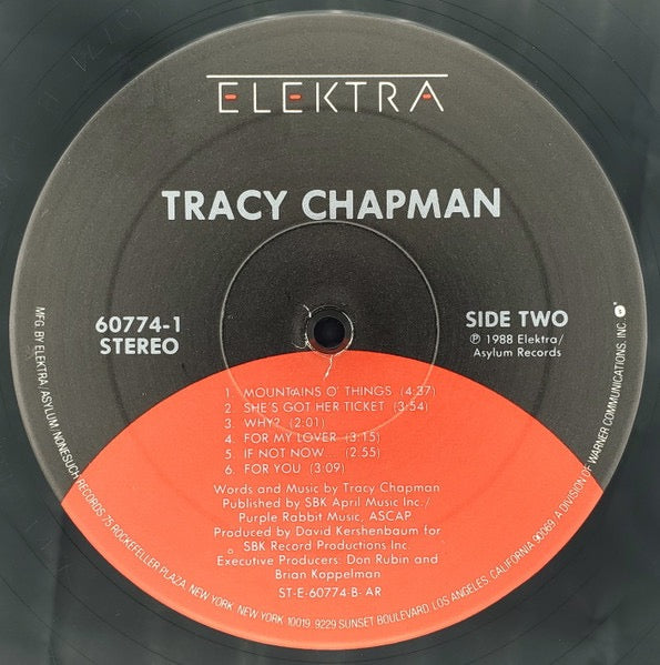 Image of Label Cover of LP - VG+/G - TRACY CHAPMAN, Tracy Chapman (Elektra; 9 60774-1, US 1988, Hype Stickered Shrinkwrap, NO Inner), Still in opened shrinkwrap with hype sticker. Small Tower Records sticker stuck on top of hype sticker., - 3816590C