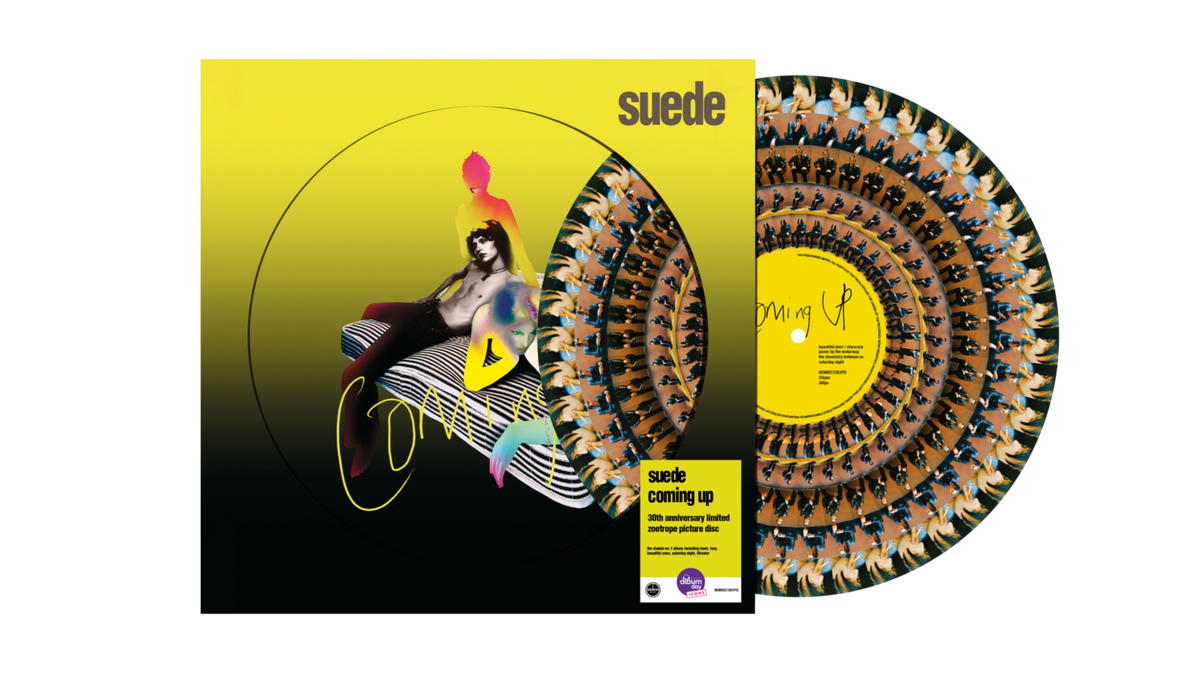Image of Front Cover of LP - NEW/NEW - SUEDE, Coming Up (Demon Records; DEMREC1351PD, UK 2026 Reissue, Zoetrope), , 30th Anniversary of the classic album presented in a Zoetrope format Originally released in September 1996, ‘Coming Up’ represented the creative and commercial peak for a rejuvenated London Suede… some debut indeed for new band members guitarist Richard Oakes and keyboardist Neil Codling. A UK No. 1 album which spent just shy of an entire year in the album chart, the vivid, electrifying ‘Comin