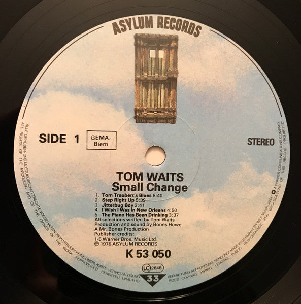 Image of Label Cover of LP - VG/VG+ - TOM WAITS, Small Change (Asylum Records; K 53 050, Europe 1980s Reissue, Inner, SST in matrix), Edge Wear, - 3946007S