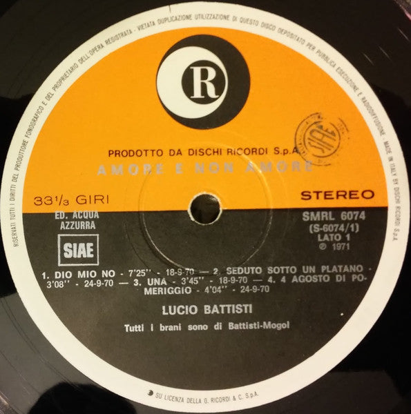 Image of Label Cover of LP - VG/VG - LUCIO BATTISTI, Amore E Non Amore (Ricordi; ORL 8030, Italy 1976 Reissue), , - 3926266E