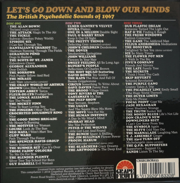Image of Back Cover of 3xCD - VG+/VG+ - VARIOUS, Let's Go Down And Blow Our Minds (The British Psychedelic Sounds Of 1967) (Grapefruit Records; CRSEGBOX033, UK 2022), , - 3956222S