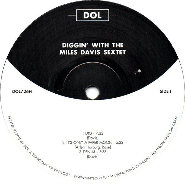 Image of Label Cover of LP - G+/VG - THE MILES DAVIS SEXTET, Diggin' With The Miles Davis Sextet (DOL; DOL726H, Europe 2015 Reissue, 180g), Circular mark / scuff at end of side one. Sleeve has some creasing / damage along opening, wear at corners, - 3916454C