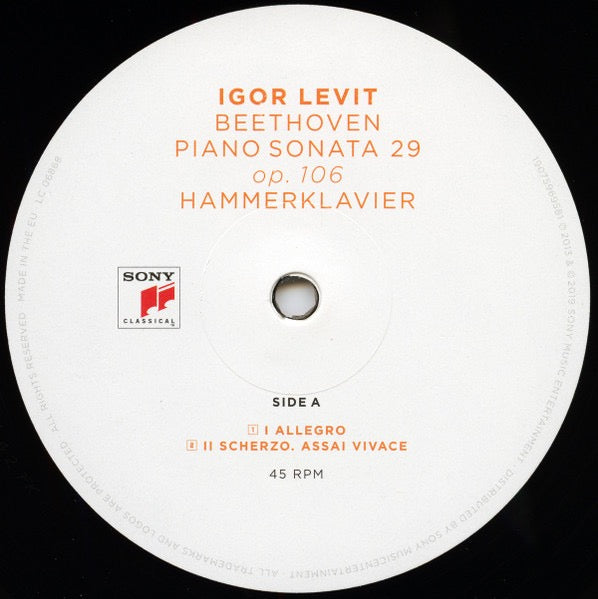 Image of Label Cover of 2xLP - VG/VG+ - IGOR LEVIT, BEETHOVEN, Piano Sonata 29 Op. 106 Hammerklavier (Sony Classical; 19075969581, Europe 2019, Embossed Gatefold Sleeve, 180 Gram Vinyl, Side 4 Etched), , - 3916467C
