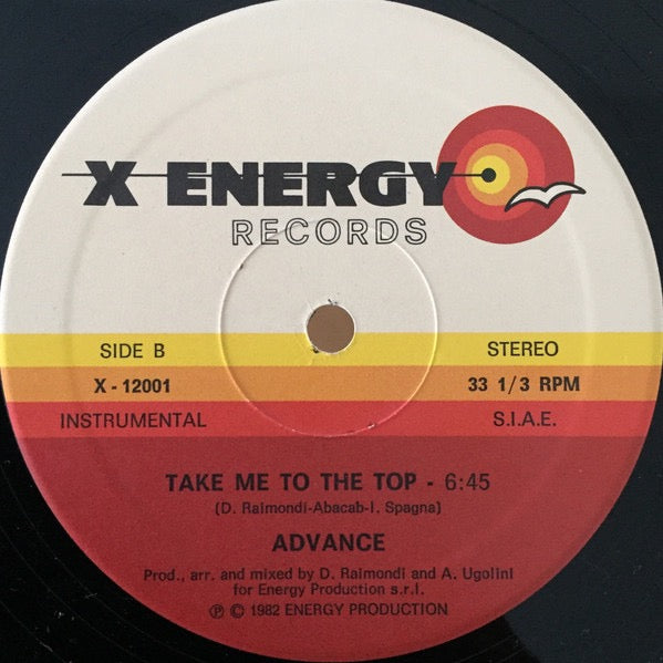 Image of Back Cover of 12" - /VG - ADVANCE, Take Me To The Top (X-Energy Records; X - 12001, Italy 1982, Plain Sleeve), Light marks only, - 3916504C