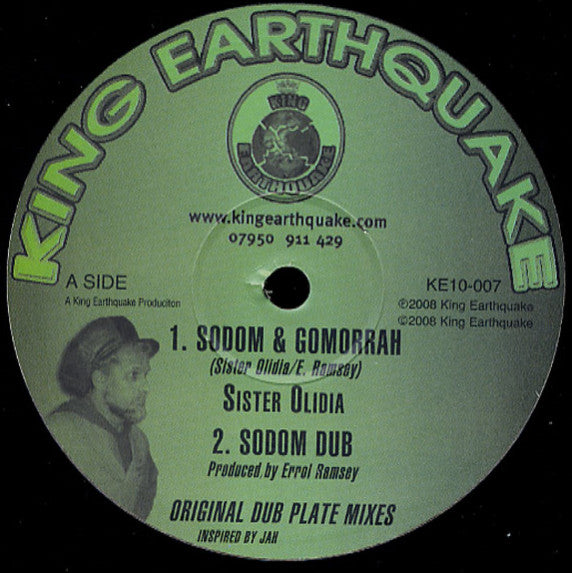 Image of Front Cover of 10" - VG/VG - SISTER OLIDIA, Sodom & Gomorrah (King Earthquake; KE10-007, UK 2008), VG sleeve with a couple creases. Vg copy with faint hairlines. Does not affect play. , - 3926393E
