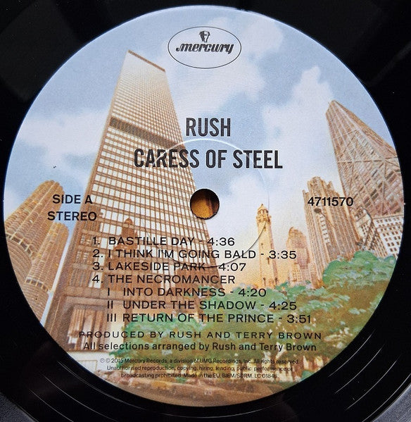 Image of Label Cover of LP - EX/EX - RUSH, Caress Of Steel (Mercury; 4711570, Europe 2000s Reissue, Gatefold), Opened Instore, Still In Shrinkwrap, - 4046011S