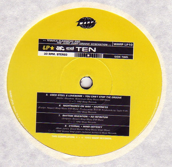 Image of Label Cover of LP - VG+/VG - VARIOUS, Tequila Slammers And The Jump Jump Groove Generation (Warp Records; WARP LP10, UK 1993), Light fogging doesnt affect playback., - 4016015C