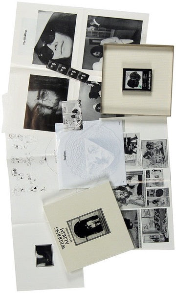 Image of Label Cover of 8 Track Cartridge Cassette - VG/EX - JOHN ONO LENNON AND YOKO ONO LENNON, Wedding Album (Apple Records; 8XM-3361, US 1969, Box Set With Certificate Glued Inside Lid, Mylar Bag Housing Insert, 17 Page Booklet, Photo Strip, Postcard, 2 Posters), SEALED cartridge & Complete box set, Nice and clean with just a few spots of bubbling to front of box, - 4016106C