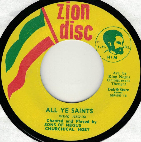 Image of Back Cover of 7" - /EX - SONS OF NEGUS CHURCHICAL HOST, Run Come Rally / All Ye Saints (Zion Disc; none, Japan 2016 Reissue), , - 4026101E