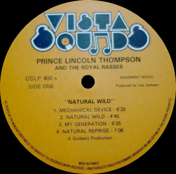 Image of Label Cover of LP - VG+/EX - PRINCE LINCOLN THOMPSON AND THE ROYAL RASSES, Natural Wild (Vista Sounds; GSLP 400, UK 1983 Reissue), , - 4026159E