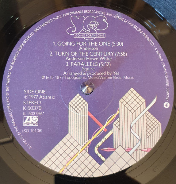 Image of Label Cover of LP - VG/VG - YES, Going For The One (Atlantic; K 50379, UK 1970s Reissue, Tri-Fold Gatefold, Orlake Pressing ), Strong VG, - 4016262C