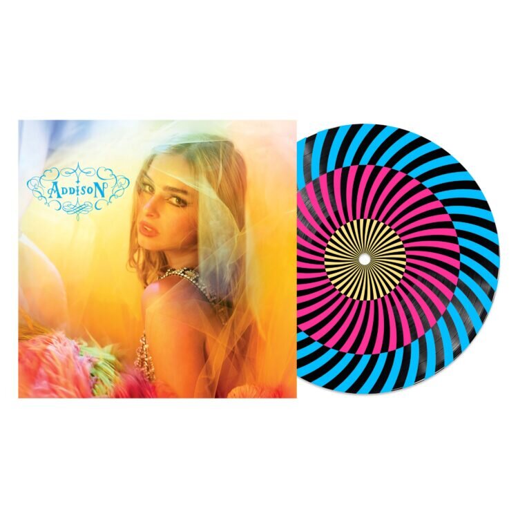 Image of Front Cover of LP - NEW/NEW - ADDISON RAE, Addison: 1 Year Anniversary (; 19958425111, UK 2026, Multi Colour Swirl Vinyl), , One-year anniversary edition of Addison Rae's debut album Addison, featuring 'Diet Pepsi', 'Fame Is A Gun' and 'Headphones On', plus the sought-after version of 'Aquamarine (Fame and Glory Edition)' - 9417337C