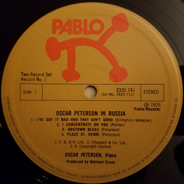 Image of Label Cover of 2xLP - VG/VG+ - OSCAR PETERSON, Oscar Peterson In Russia (Pablo Records; 2625-711, UK 1976, Gatefold), 2 or 3 light hairlines across the 4 sides that don't affect play. Edgewear., - 4026290E