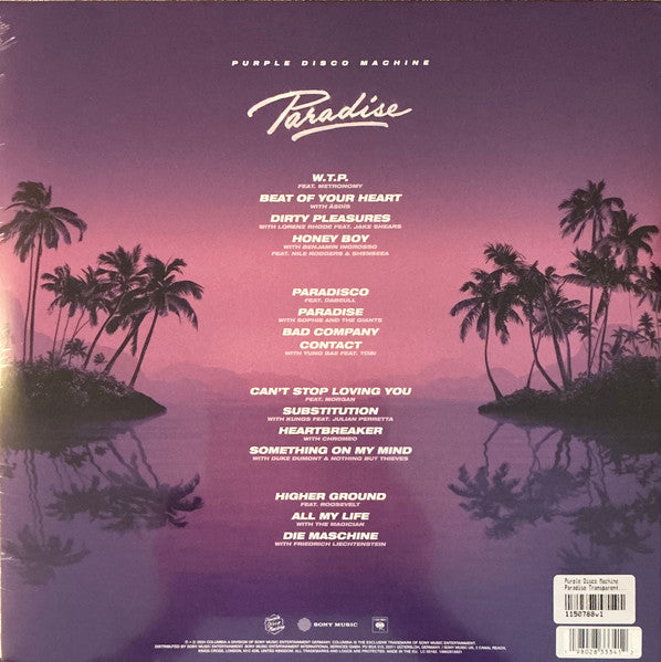 Image of Back Cover of 2xLP - VG+/VG+ - PURPLE DISCO MACHINE, Paradise (Sony Music; 19802818931, Europe 2024, Gatefold, Booklet, Purple Vinyl, no hype sticker.), , - 4026372E