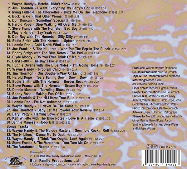 Image of Back Cover of CD - VG+/VG+ - VARIOUS, That'll Flat... Git It! Vol. 33: Rockabilly & Rock N'Roll From The Vaults Of Renown & Hornet Records (Bear Family Records; BCD 17589, Germany 2020, Digipak With Glued In Booklet), , - 4056309S