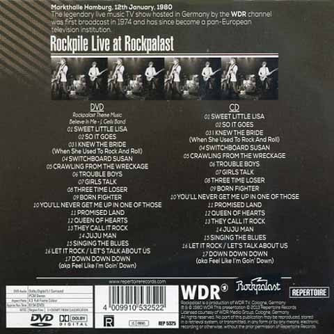 Image of Back Cover of 2xCD - VG+/VG+ - ROCKPILE, Live At Rockpalast (Repertoire Records; REP 5325, Europe 2013, Card Slipcase with Double Digipak inside, Booklet), , - 4016525C