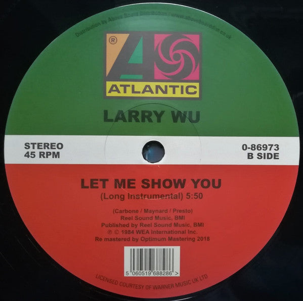 Image of Back Cover of 12" - /VG+ - LARRY WU, Let Me Show You (Atlantic; 0-86973, UK & Ireland 2020 Reissue, Plain Sleeve), A handful of v light hairlines to B side from storage, plays great, - 4026406E