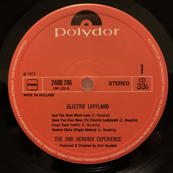 Image of Label Cover of 2xLP - VG/VG+ - THE JIMI HENDRIX EXPERIENCE, Electric Ladyland (Polydor; 2679 029, Netherlands 1970s Reissue, Uncensored Gatefold, Misprint: A4 "Voodoo Chile (Slight Return)" on label), Edge & ring wear, light sticker damage, - S
