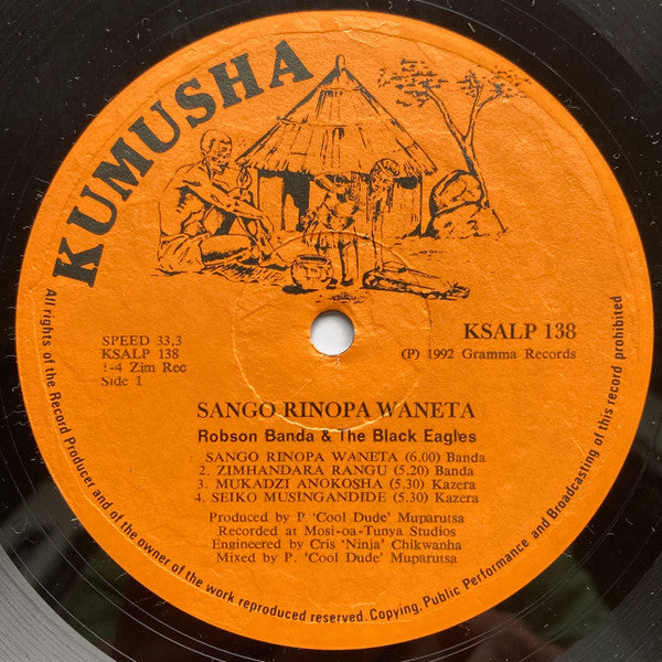 Image of Label Cover of LP - VG/VG - ROBSON BANDA & THE BLACK EAGLES, Sango Rinopa Waneta (Kumusha; KSALP 138, Zimbabwe 1992, Picture Sleeve), Light marks only, some edgewear to sleeve., - 4126035E