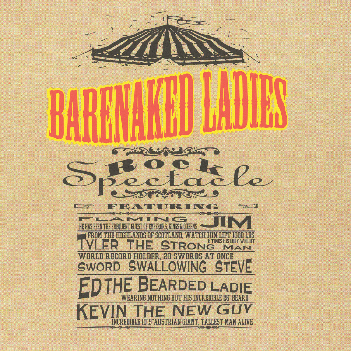 Image of Front Cover of LP - NEW/NEW - BARENAKED LADIES, Rock Spectacle (Real Gone Music; LPRGM2190IE, UK 2026, Orange Vinyl), , This is how good of a live album Rock Spectacle is: even though “Brian Wilson” had been released as a studio track back in 1992, it took the rollicking performance on this 1996 release to make the song a hit. But, in retrospect, it’s not that surprising; Barenaked Ladies were and are great on stage (you can hear the connection they have with their audience throughout this recordin