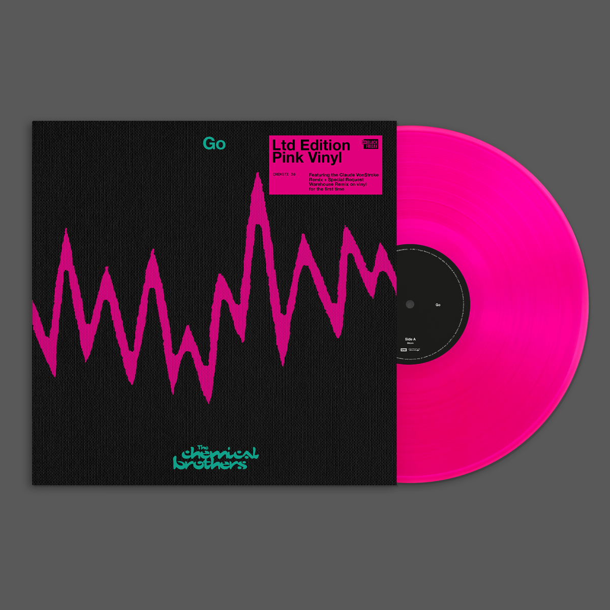 Image of Front Cover of 12” - NEW/NEW - THE CHEMICAL BROTHERS, Go (UMR/EMI; , UK 2026, Pink Vinyl), , Limited-edition 12" vinyl release of 'Go' pressed on pink vinyl following the track's recent resurgence after its starring role in the film 'Apex'. The renewed exposure propelled the single to a new UK chart peak of No. 4 re-affirming its status as one of The Chemical Brothers' most popular and influential tracks. This long-requested release includes two remixes; the Claude VonStroke Remix and the Special R