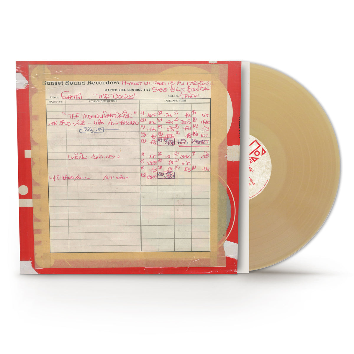 Image of Front Cover of LP - NEW/NEW - THE DOORS, In The Beginning: 1966 Sessions (Rhino; 0081227801083, UK 2026, Insert, Coloured Vinyl), , A rare glimpse of a Doors session at Sunset Sound on August 29, 1966 recording their debut album. Multiple takes include chatter, complete takes, false starts, etc. The songs recorded were "Moonlight Drive" and "Indian Summer" - neither of which ended up on the album. 1-LP colour vinyl in single-pocket jacket with insert. - 9417743C