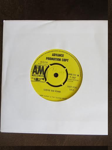 Image of Back Cover of 7" EP - VG/VG - HERB ALPERT & THE TIJUANA BRASS, Carmen / Love So Fine (A&M Records ; AMS 715, UK 1967, Promo, Company Sleeve), Strong VG, - 4126105E