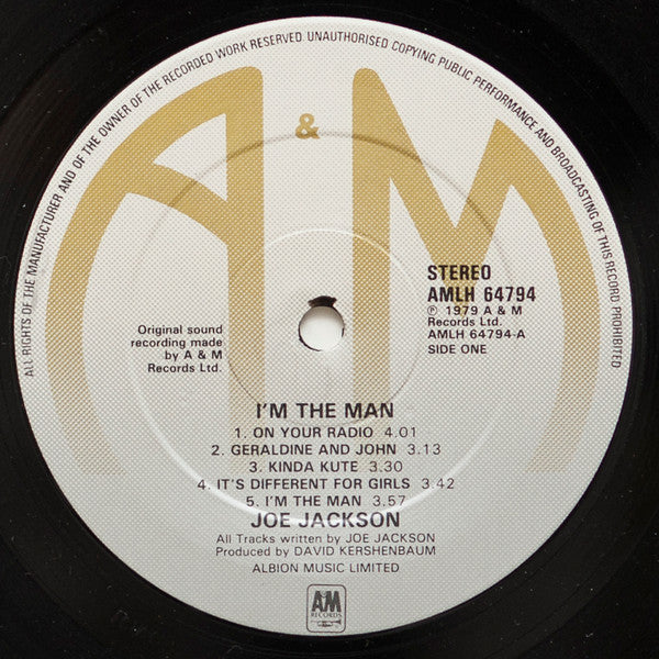 Image of Label Cover of LP - VG/VG - JOE JACKSON, I'm The Man (A&M Records; AMLH 64794, UK 1979, Inner, "Tone" B-Side Runout Only), , - 4116123C