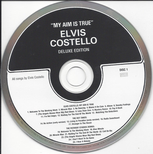 Image of Label Cover of 2xCD - VG+/VG+ - ELVIS COSTELLO, My Aim Is True (Hip-O Records; B0009514-02, US 2007, Slipcase, Booklet), , - 4136063E