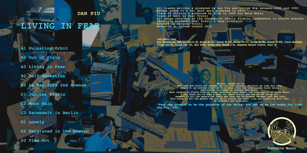 Image of Back Cover of 2x12" - VG/VG+ - DAN PIU, Living In Fear (Cartulis Music; CRTL004, UK & Europe 2016, Gatefold, Black Inners), , - 4126390E