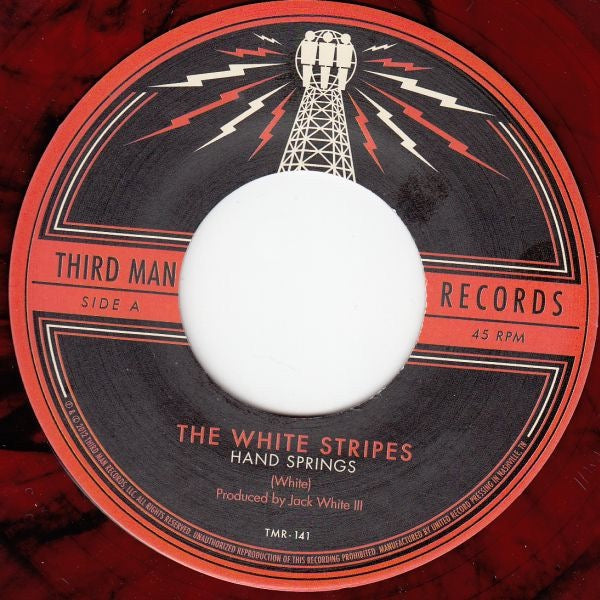 Image of Label Cover of 7" - VG+/VG - THE WHITE STRIPES, Hand Springs (Third Man Records; TMR 141, US 2012, Fold Over Sleeve, RSD 2012. Translucent Red Vinyl With Black Wisps), , - 4216021C