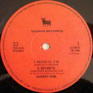 Image of Label Cover of 12" - VG/VG - ALBERT ONE, Secrets (Taurus Records; TSR 3528, Netherlands 1986, Picture Sleeve), strong VG, - 4246045S