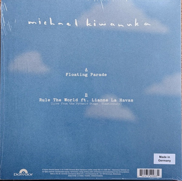 Image of Back Cover of 10" - M/M - MICHAEL KIWANUKA, Floating Parade (Polydor; 7549983, UK 2025, RSD 2025), , Mercury Prize-winning artist Michael Kiwanuka releases a special limited edition 7� featuring two tracks: a standout from his debut Pyramid Stage performance at Glastonbury, Rule The World with Lianne La Havas, and Floating Parade, the powerful and expansive first release from his critically acclaimed album Small Changes. - 4216074C