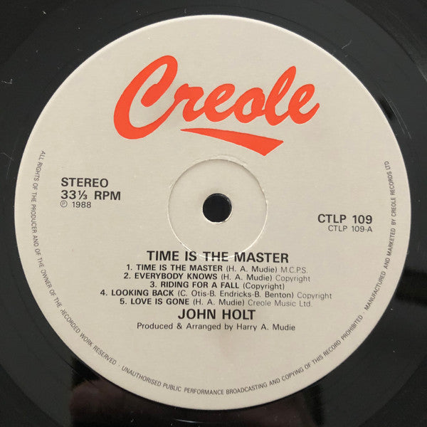 Image of Label Cover of LP - VG/VG+ - JOHN HOLT, Time Is The Master (Cactus; CTLP 109, UK 1988 Reissue), Edge and Ring Wear, - 4246091S