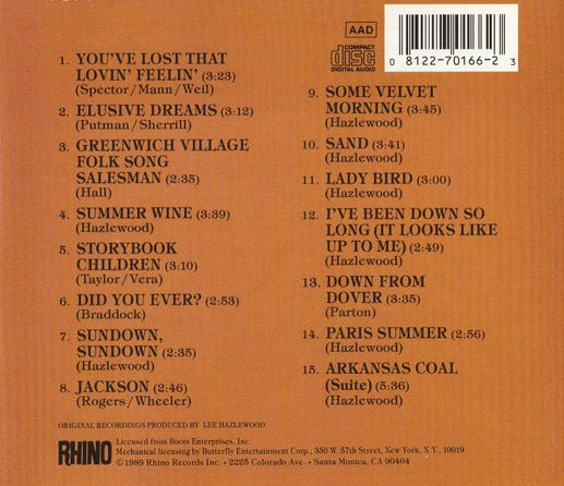 Image of Back Cover of CD - EX/EX - NANCY SINATRA & LEE HAZLEWOOD, Fairy Tales & Fantasies:The Best Of Nancy & Lee (Rhino Records; R2 70166, US 1989, Jewel Case), , - 4236050E