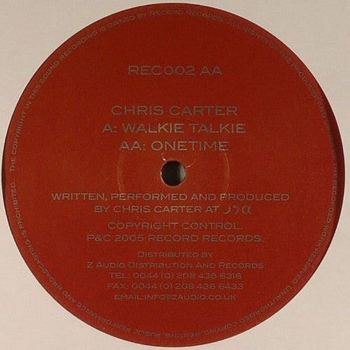 Image of Front Cover of 12" - G+/G+ - CHRIS CARTER, Walkie Talkie (REC; REC002, UK 2005), Lots of light marks, plays VG, - 4246141S