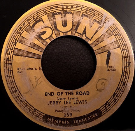 Image of Back Cover of 7" - /VG - JERRY LEE LEWIS AND HIS PUMPING PIANO, Crazy Arms / End Of The Road (Sun; 259, US 1956, Knox Music Credit On B-Side), Strong VG, Small Tear On Label, - 4126496E