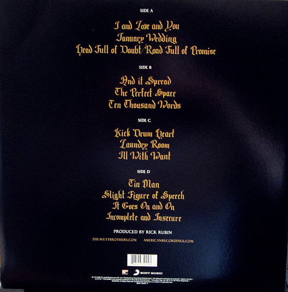 Image of Back Cover of 2xLP - VG+/VG+ - THE AVETT BROTHERS, I And Love And You (American Recordings ; 88697 35099 1, US 2009, Gatefold, 2 Inners, American and Sony Logos Beneath Barcode on Rear Sleeve), , - 4226072E