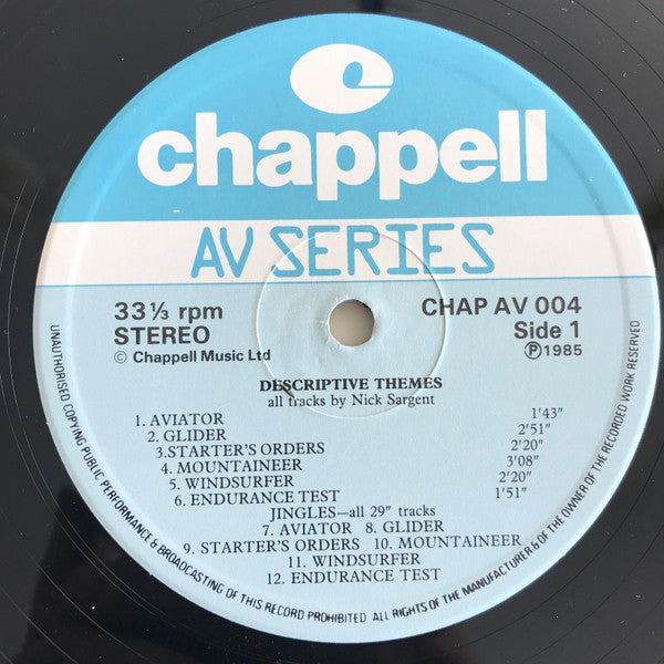 Image of Label Cover of LP - VG/VG+ - NICK SARGENT, Descriptive Themes (Chappell; CHAP AV 004, UK 1985), , - 4246161S