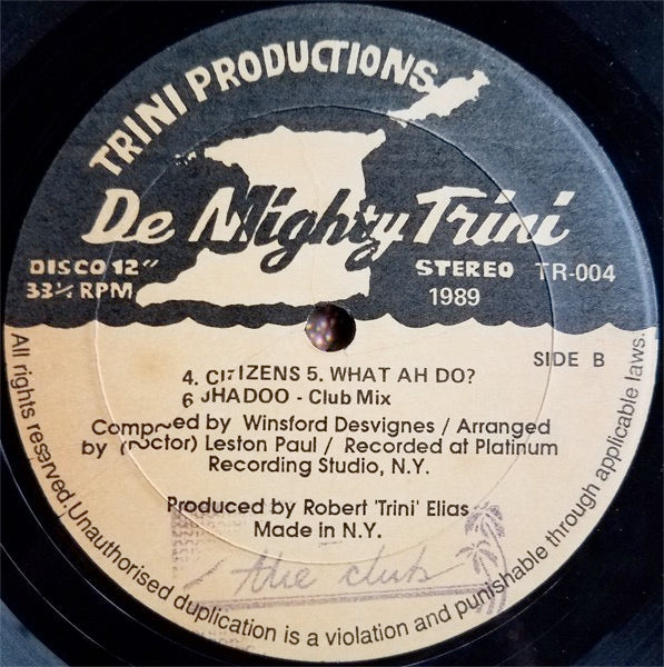 Image of Label Cover of LP - VG+/VG+ - THE MIGHTY TRINI, Jhadoo (Trini Productions; TR004, Trinidad & Tobago 1989), WOL, - 4216243C