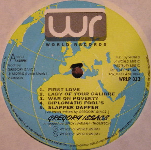 Image of Label Cover of 12" - VG/VG+ - GREGORY ISAACS, Lady Of Your Calibre (World Records; WRLP013, UK 1995), , - 4246153S